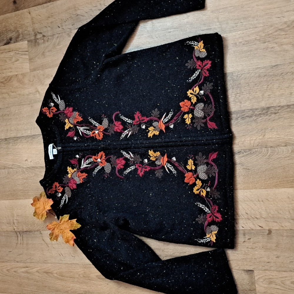 Croft & Barrow Fall Embroidered Sweater